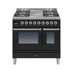 ILVE PDW90FE3 Roma Dual Fuel Freestanding Range Cooker Gloss Black